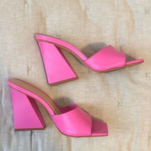 Aldo Hot Pink Block Heel Mules